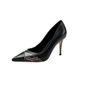 2019 High Heel Stiletto Women's Pumps black genuine leather x19-c077c Ladies Women custom Dress Shoes Heels For Lady